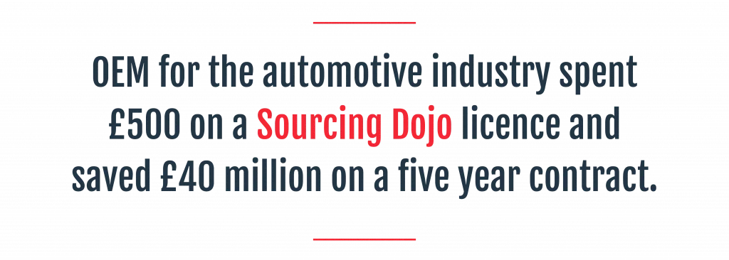 OEM spend £500 on a Sourcing Dojo licence and saved £40 million on a five year contract